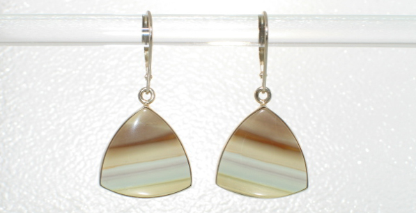 banded agate light greens triangle dangles wide